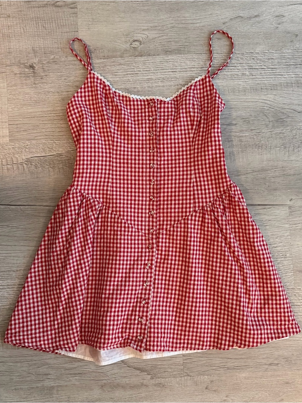 Princess Polly Red Gingham Button-Front Mini Dress